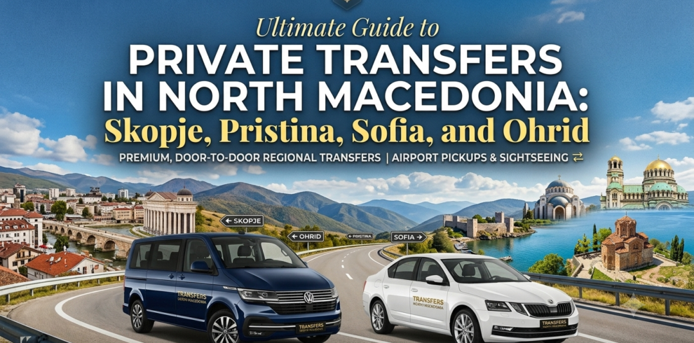 Private transfer options menu from Pristina, Sofia, and Skopje to Ohrid